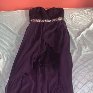 - Purple high low homecoming dress